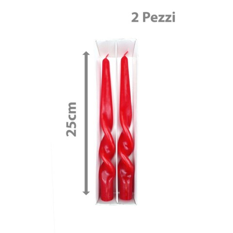 CANDELA SPIRALE 25CM. 2 PZ. ROSSO LACCATO